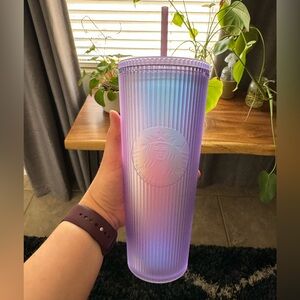 Starbucks NWT 2023 lridescent Lilac Lavender Purple stripe Pleated soft touch